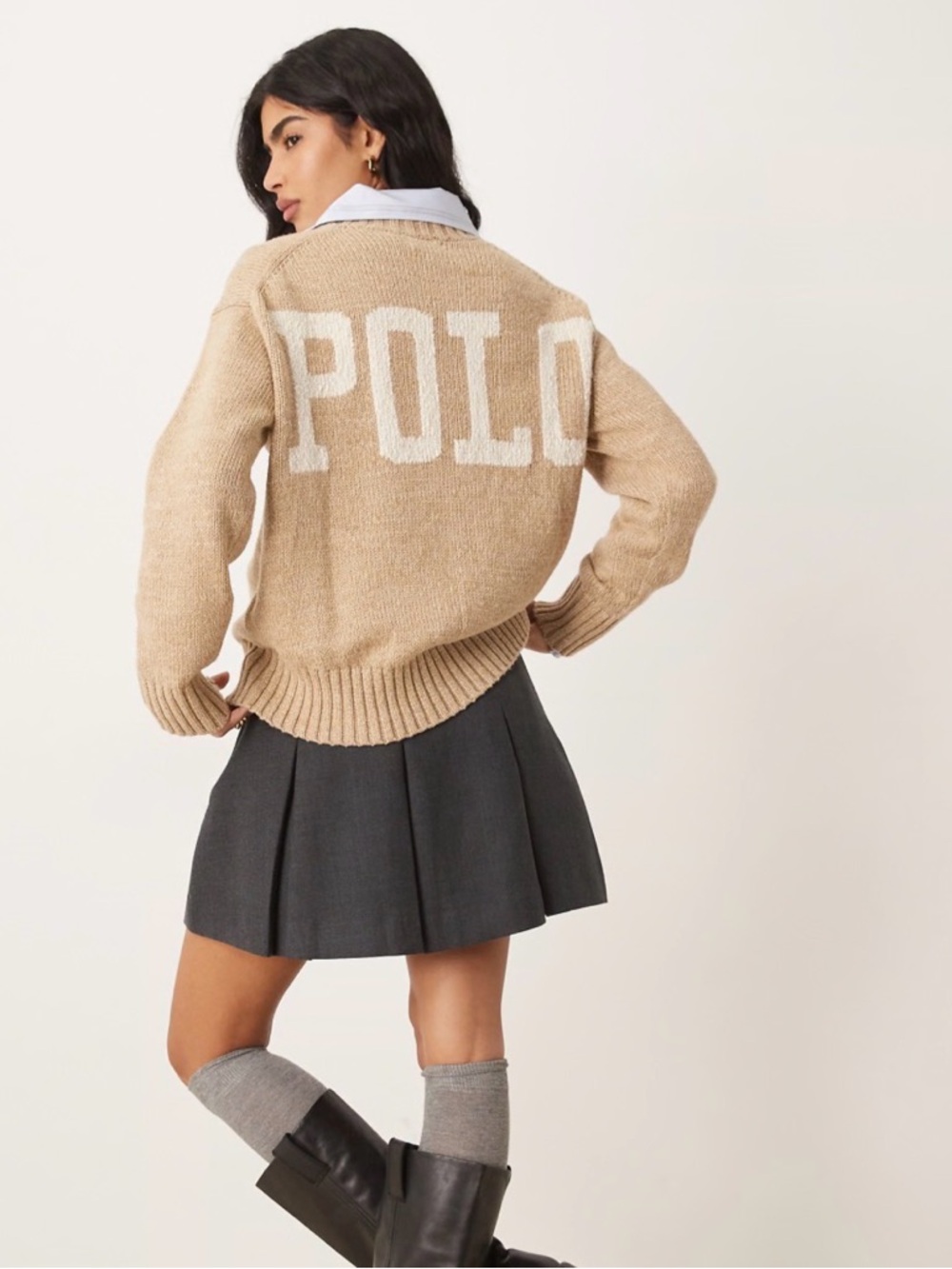 Polo by Ralph Lauren Beige & Cream Logo Knit Pullover